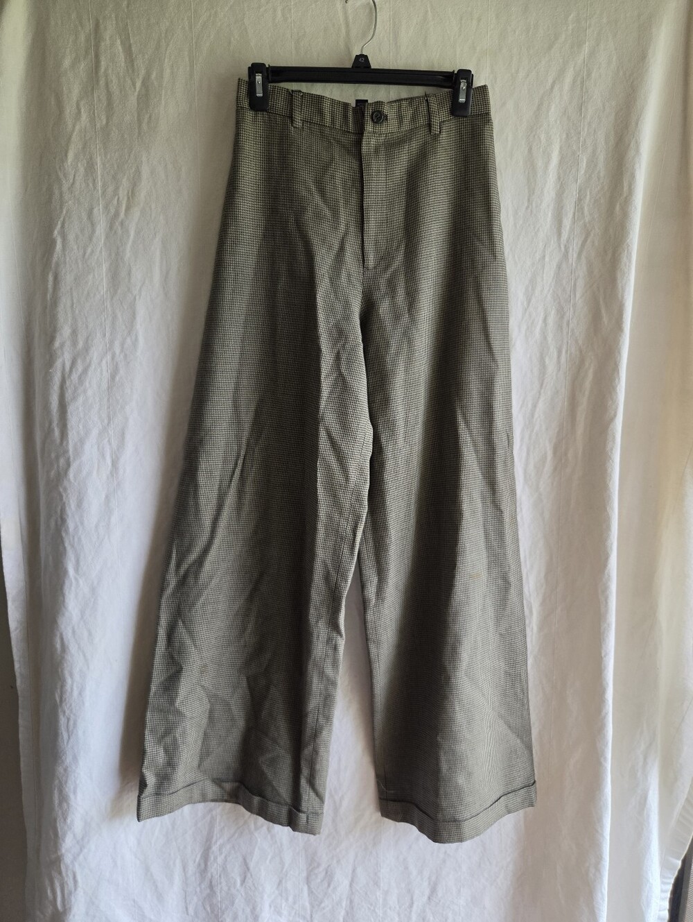 Vintage Ralph Lauren Wool Blend Pants Size 8 Houndstooth Wide Leg Quiet Luxury